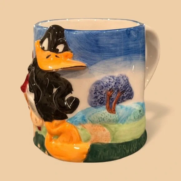 Vintage 1998 Looney Tunes Daffy Duck Sculpted Mug | Gibson 3D 16oz - Picture 3 of 11